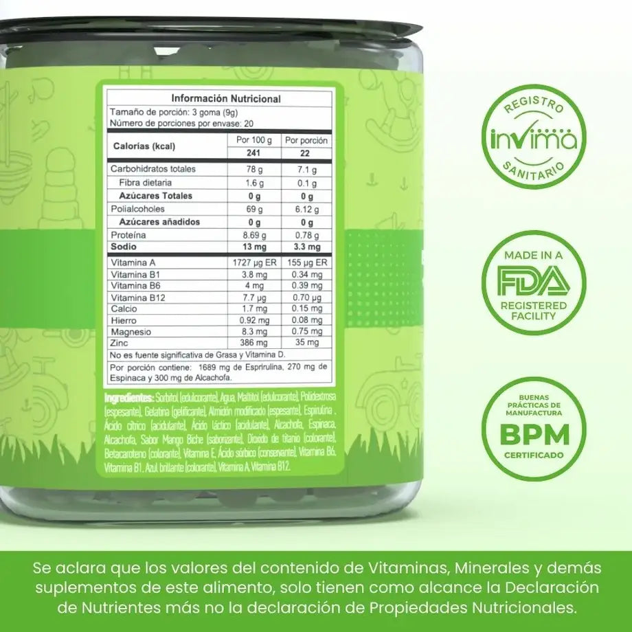 Batido verde en gomitas para niños 🥬 - SUB